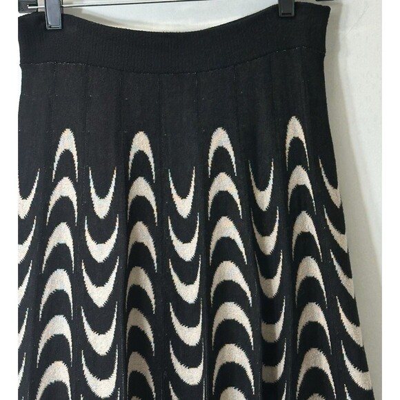 KIKIT Skirt Tan/Black Size M A-Line Knee Length Geometric Pull On Cotton Blend - Picture 3 of 10